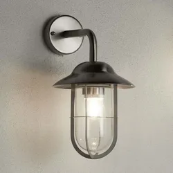 Außen Wand Lampe Laterne Leuchte Satin Silber Edelstahl Glas Dimmbar Beleuchtung