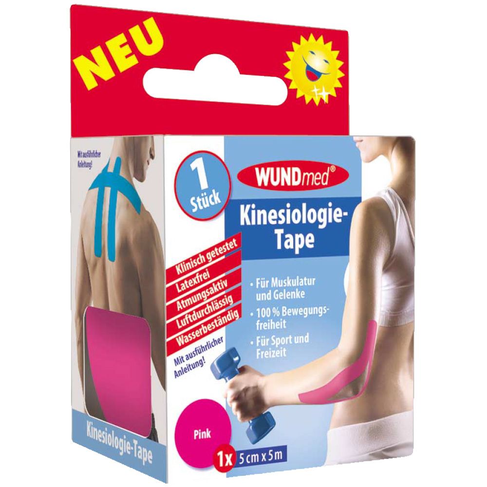 Kinesiologie Tape 5 cmx5 m pink 1 St Verband