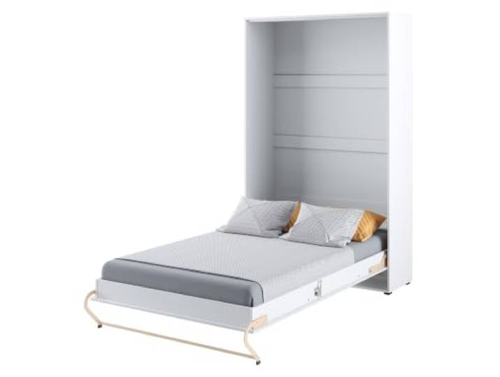 Schrankbett Concept Pro - Wandbett mit Lattenrost, Klappbett, Murphy Bed Bettschrank, Schlaffläche 120x200 cm für 1 Person, 200 kg belastbar, Sicherheitsmechanismus, CP-02, Vertikal, Weiß Glanz