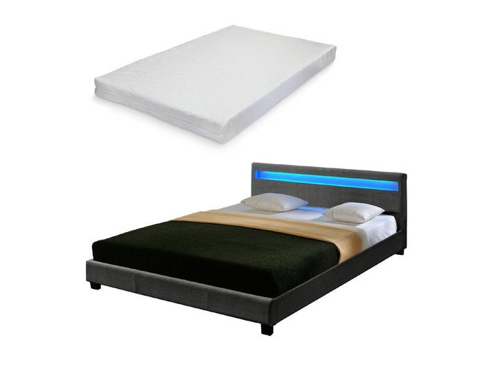 Corium Polsterbett, »Skagen« LED Doppelbett mit Matratze 140x200cm