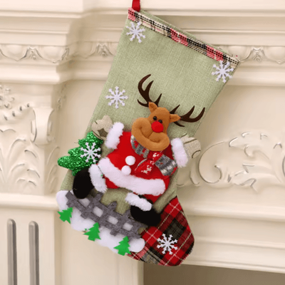 Inspire Picks Mini Christmas Stocking Ornament Cute Holiday Candy Bag & Tree Decoration elk