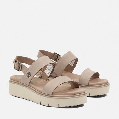Sandale TIMBERLAND "SAFARI DAWN BACKSTRAP SANDAL", Damen, Gr. 37,5, taupe gray, Leder, Schuhe Sandale, aus Leder