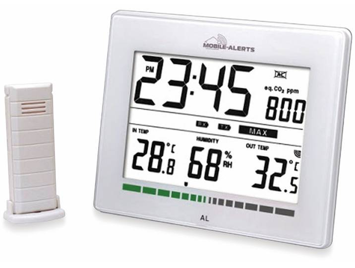 Technoline Moniteur de la qualité de l'air avec horloge à quartz