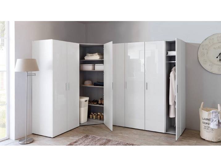 Wimex Eckschrank Kleiderschrank Eckschrank Schrankwand Malta Hochglanz weiß 174x254 cm