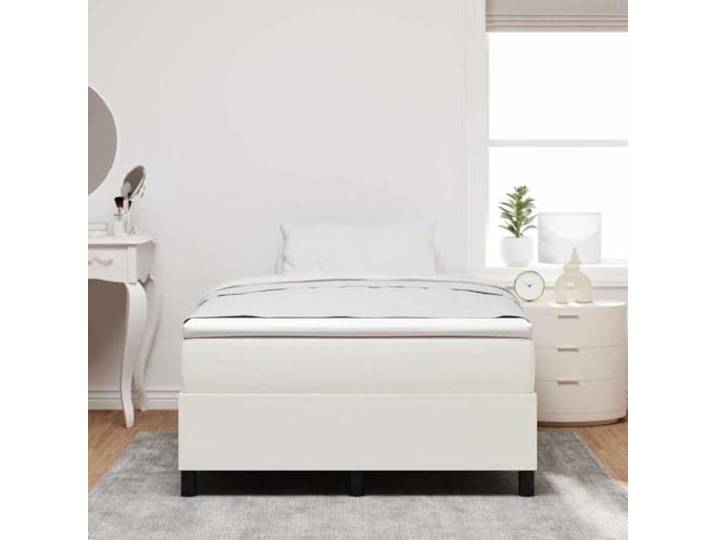 KTHLBRH Bettgestell Platform, Creme, 120 x 190 cm Technisches Holz und massive Kiefer, feste Latten, Pfostenbeine, atmungsaktiver Stoff