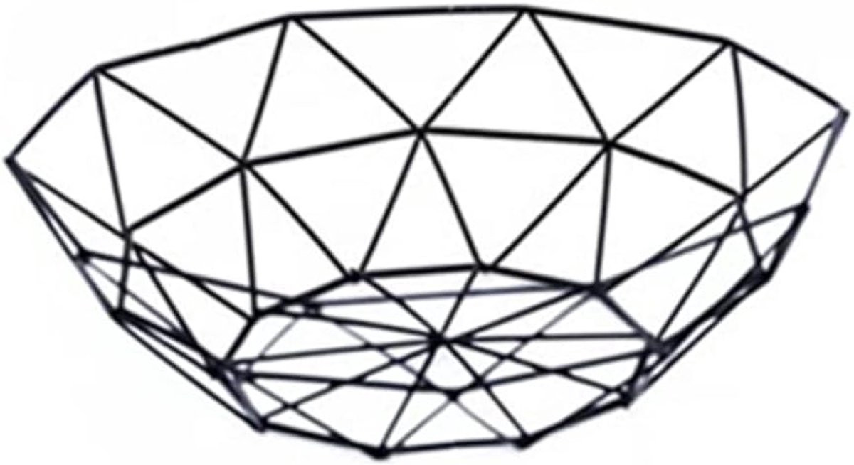 Decoratieve Fruitmand Zwart - Handgemaakt Design - B/D/H: 26 x 26 x 8 cm