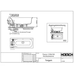 Hoesch Whirlwanne Thasos Rechteck 1700x750  3744N.010305002
