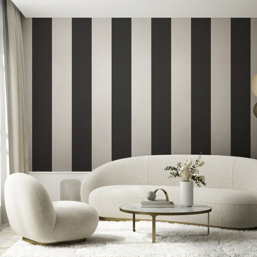 Galerie Home Style Sisters Classic Half Stripe Design 10.06m x 53cm Matte Wallpaper Roll Black/White 1,006cm L
