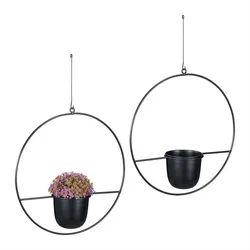 Relaxdays Blumenampel 2er Set Schwarz