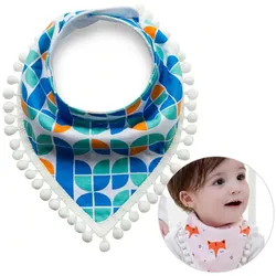 Babyhalstuch mit Pompons – blau und grün