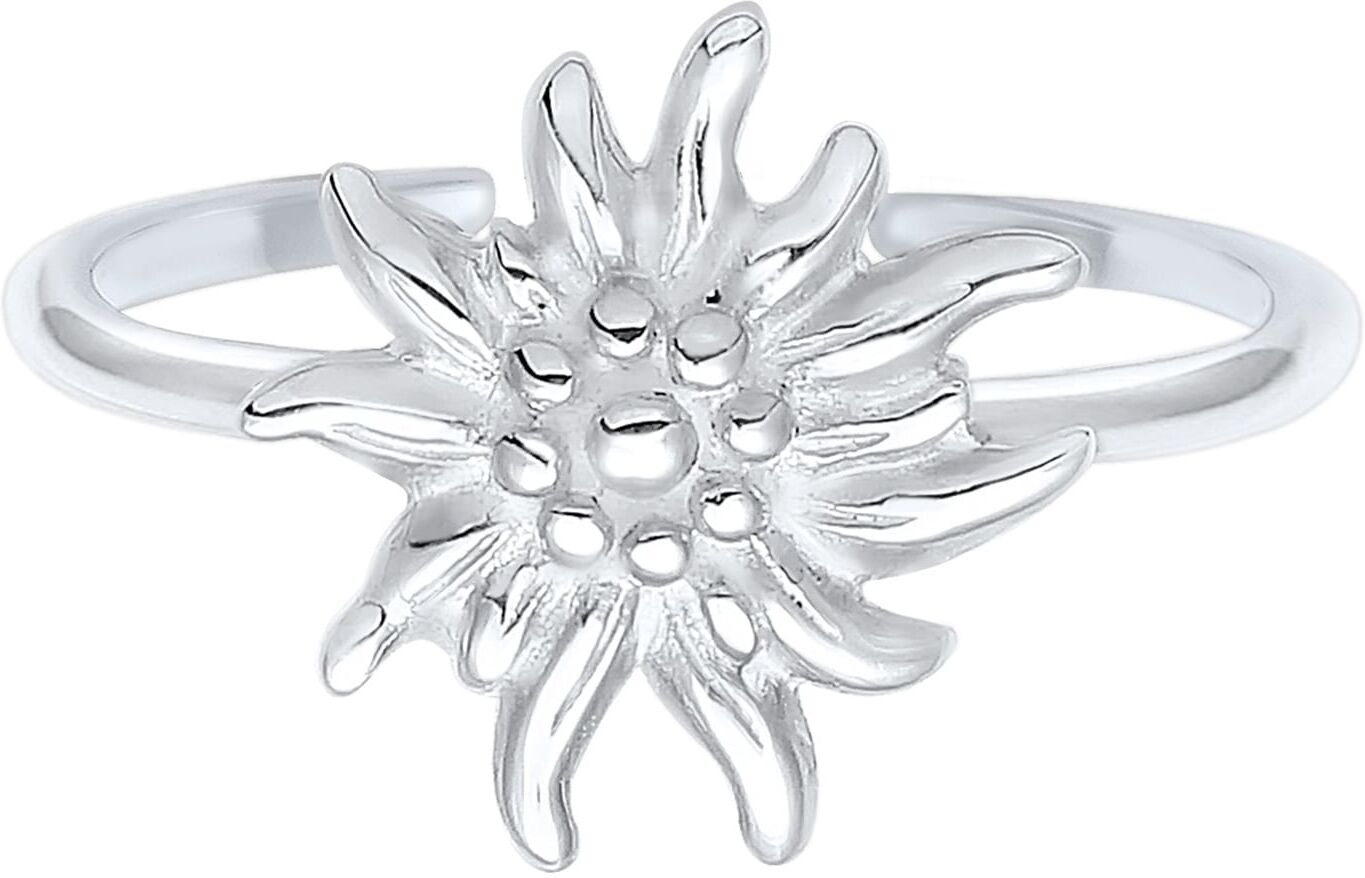 Silberring ELLI "Ring Edelweiss Tracht Dirndl Wiesen 925 Sterling Silver", silber, Fingerringe, Damen, Silber 925 (Sterlingsilber), Silberring