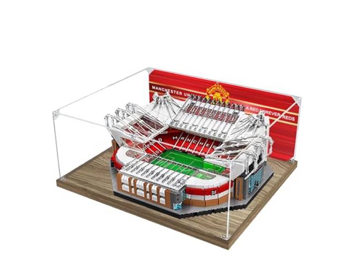 Acryl-Vitrine für Lego 10272 Stadion-Bauset, transparente Vitrine, staubdichte Vitrine, kompatibel mit Lego 10272 (nur Vitrine) (Holzsockel)
