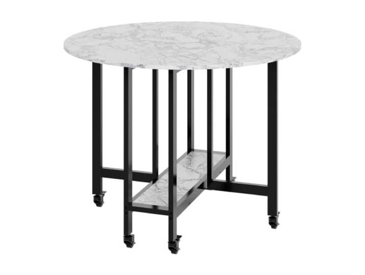 Koioplie Esstisch 100x100x75 cm Klappbar Holz Graumarmor Küche Esszimmer Ablagefläche, Rollen, platzsparend, Esszimmer, flexible Nutzung