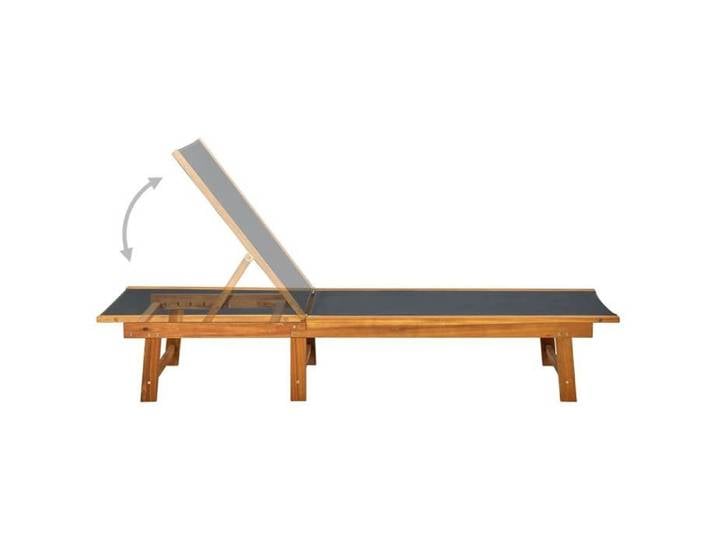Transat ergonomique résistant aux intempéries Bois d'acacia solide et textilène - (200x66x34 cm) Q35d44