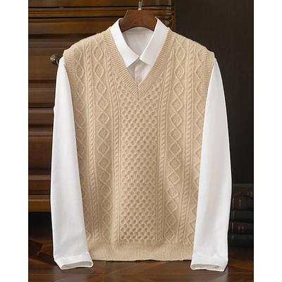 Herren Pullunder Kleid Pullover Pullover Weste Strickpullover Gerippt Stricken Normale Oberteile Gestrickt Einfach V Ausschnitt Mode Streetwear Geschäft Urlaub Bekleidung Ärmellos Herbst Winter