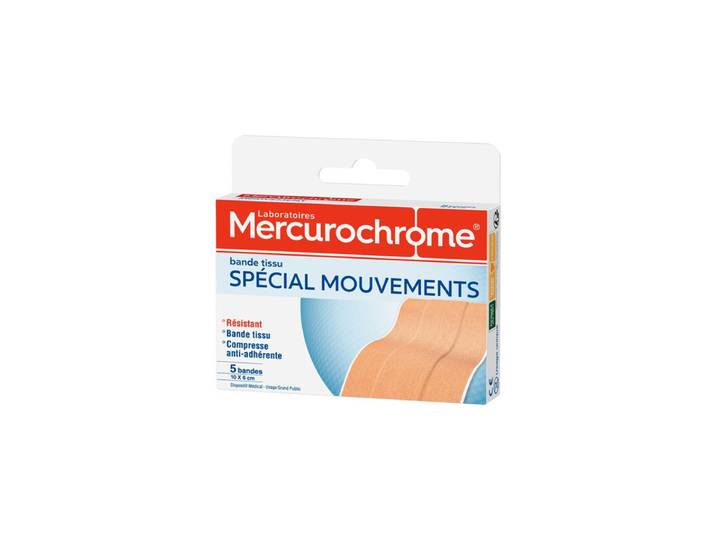 MERCUROCHROME Pansements en Tissu pour les Mouvements - Lot de 5