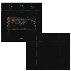 EXQUISIT Backofen-Set "BAKO KomfortPlus-In schwarz", Energieeffizienz: A (A+++-D), schwarz, Herdsets, Schokolade schmelzen o. Pommes frittieren - mühelos mit Induktionsfeld