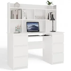 Schreibtisch KUBA + AUFSATZ Set WEISS