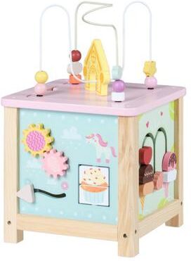 Costway Wooden Activity Cube with Montessori Sensory Toys for 18+ Months Toddlers