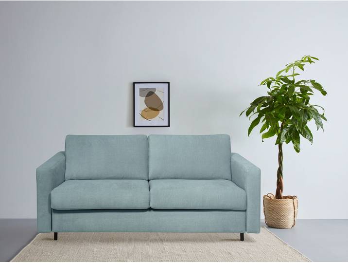 Schlafsofa GOODPRODUCT Virming , blau (sapphire), B:188cm H:90cm T:98cm, 100% Polyester, Sofas, Schlafsofa, Dauerschlaf-Funktion mit Unterfederung und Matratze