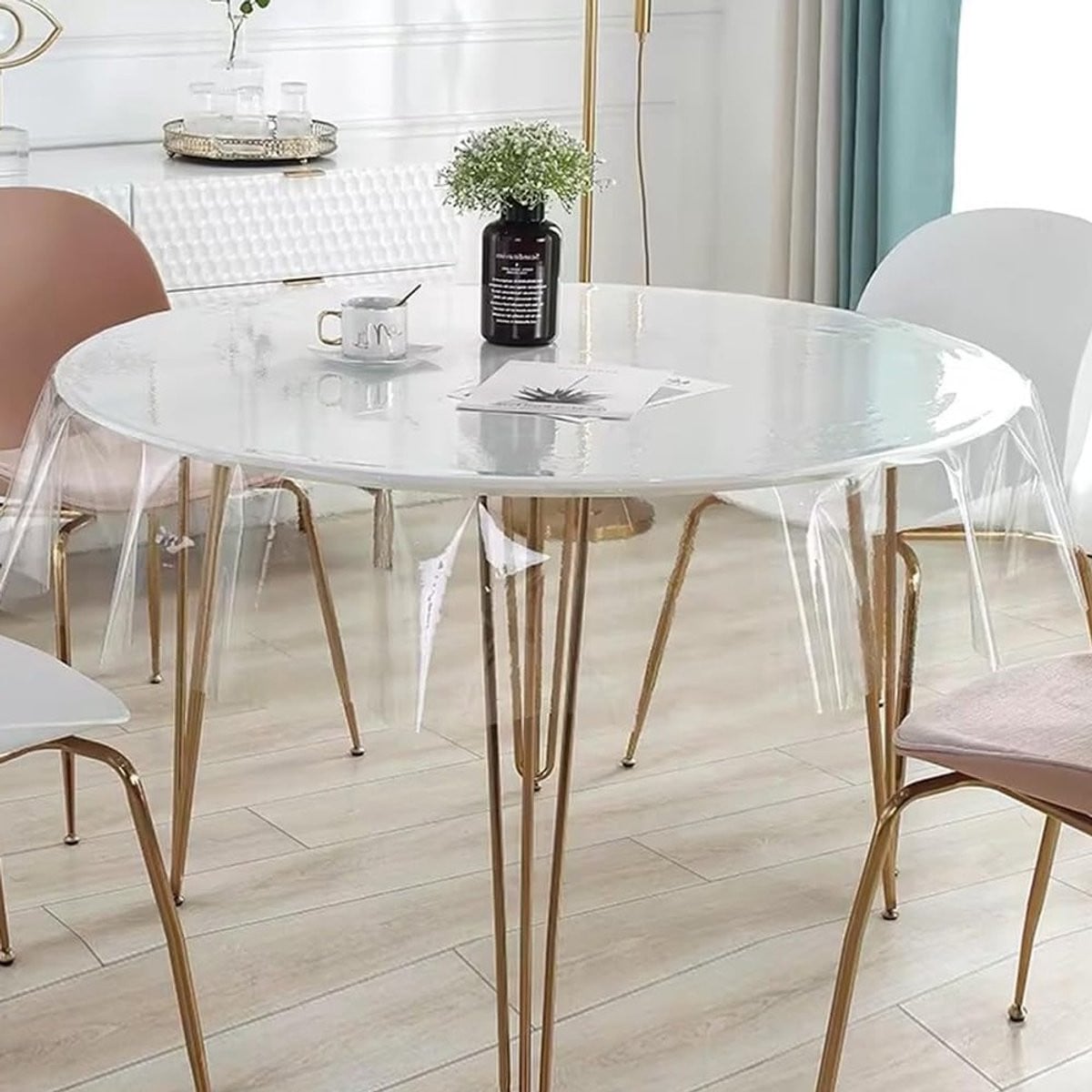 Waterdicht en wasbaar rond tafelkleed van 0,13 mm PVC voor buiten