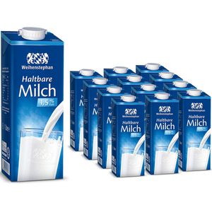 Weihenstephan Milch fettarme H-Milch, Fettgehalt 1,5%, ultrahocherhitzt & homogenisert, 12x 1 Liter
