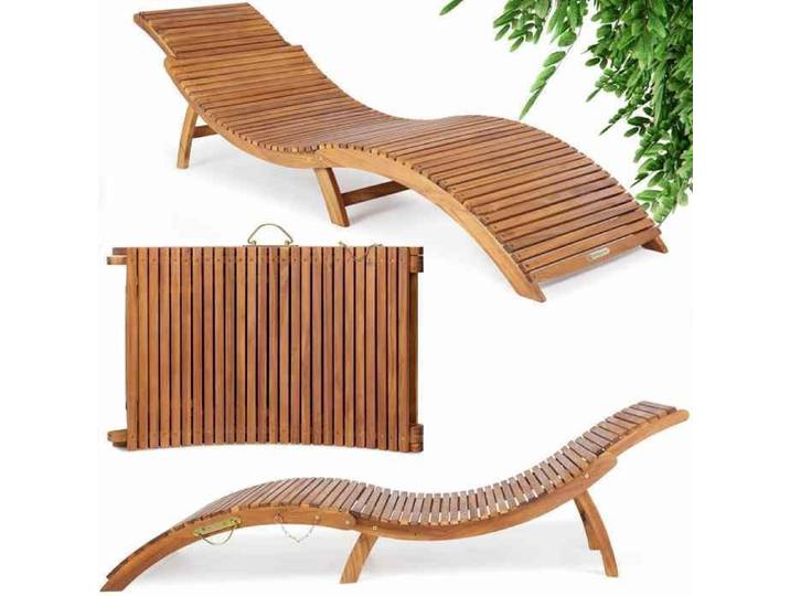 CASARIA® Chaise longue bois d'acacia certifié FSC® pliable valise ergonomique ajustable chaise longue de jardin en bois