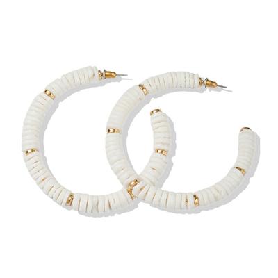 Paar Creolen FIRETTI "Schmuck Geschenk Kupfer Ohrschmuck Ohrringe", gelbgoldfarben, weiß, Ohrringe, Damen, 7mm, Kupfer Perlen, Kupfer, Perlen, Made in Germany - mit Muschelperle