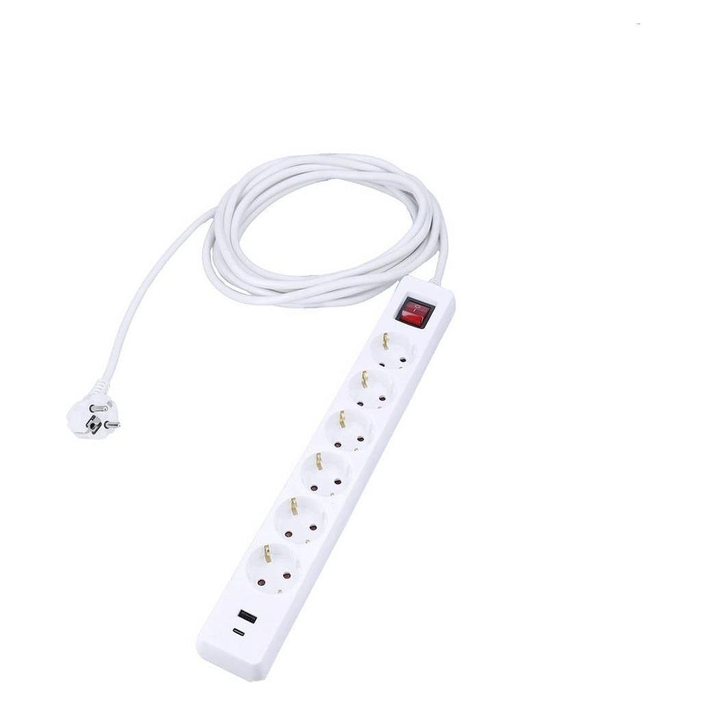 As - Schwabe Steckdosenleiste mit USB-Port (6x, CEE 7/3, 5 m) (11378)