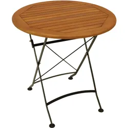 Klapptisch HOFGARTEN 75cm rund, Flachstahl schwarz + Eukaylptus