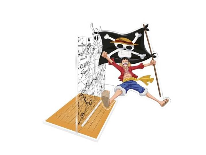 ABYstyle – ONE PIECE Acryl® Serre-livres Luffy et son Drapeau – Produit Officiel – Accessoire de Bureau – Décoration Manga
