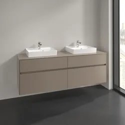 Villeroy und Boch Collaro Waschtischunterschrank C021B0VM 160x54,8x50cm, für 2 Waschtische, mit LED-Beleuchtung, taupe
