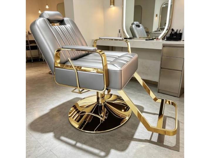 Dalumian Friseurstuhl/Barber-Stuhl mit Verstellbarer Rückenlehne Verstellbare Rückenlehne & Höhe, um 360° drehbar, Ausstattung für Friseur- & Kosmetiksalons, Tragkraft 150 kg(Gray,B)