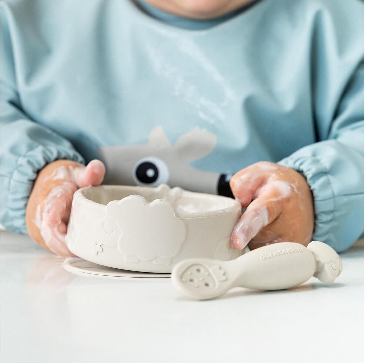 Kindergeschirr-Set DONE BY DEER "done by deer Stick&Stay Esslernset Sheepy", Kinder, beige (sand), Kunststoff, Geschirr-Sets Kindergeschirr-Set sand Einheitsgröße