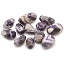 Bag of 12 Medium African Tumble Stones - Amethyst - Chevron