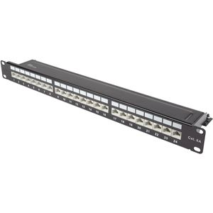 Good-Connections Patchpanel GC-N0145, Cat 6A, 19 Zoll, 1HE, schwarz, STP geschirmt, mit 24 Ports