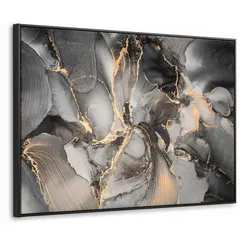 LEINWAND Bilder mit Rahmen - Grau - Luxus - Gold - Marmor - 80x60