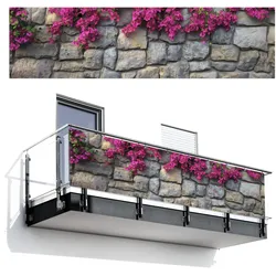 BALKON-SICHTSCHUTZ Bougainvillea - Steinmauer - Rosa Witterungsbeständig 300x80 cm