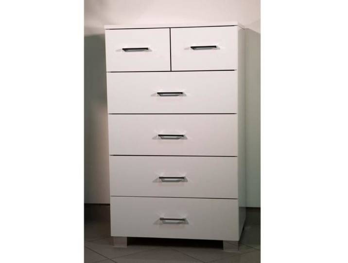 Commode - SAMMY - SAMMY60 - 6 tiroirs - Métal chromé - Blanc