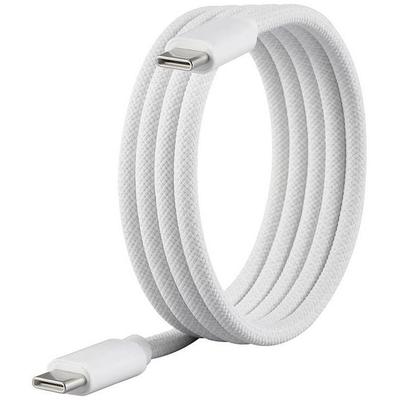 Renkforce USB-Kabel USB 2.0 USB-C® Stecker, USB-C® Stecker 1.00 m Weiß mit magnetischer Aufwicklung, Stoff-Ummantelung RF-6437918