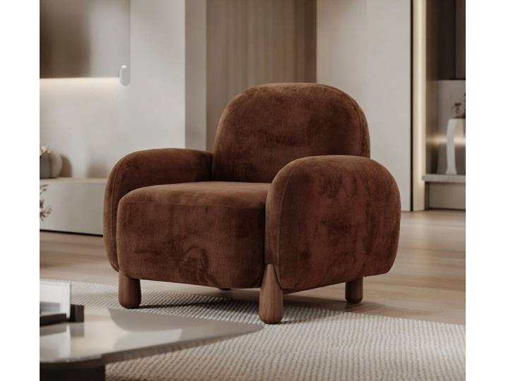 Xlmoebel Loungesessel Eleganter Braunfarbener Sessel mit Holzgestell und Polsterung (1-St., Loungesessel), Hergestellt in Europa