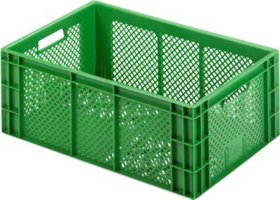 Euro Box Obst- und Gemüsekasten, lebensmittelecht, Inhalt 43,68 L, durchbrochene Version, grün