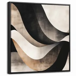 LEINWAND Bilder mit Rahmen - Abstrakt - Wellen - Schwarz - Verwittert - 50x50