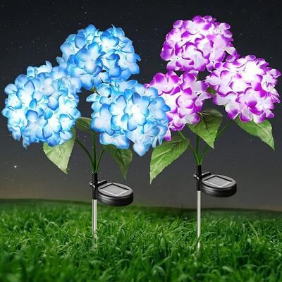 Uplift Picks Solar Hydrangea Flower Lights For Charming Garden Lawn Pathway Decor Ambiance purple