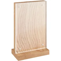 magnetischer T-Aufsteller Acryl/Eiche 100 x 150 mm, Acryl (PMMA), Eiche, transparent