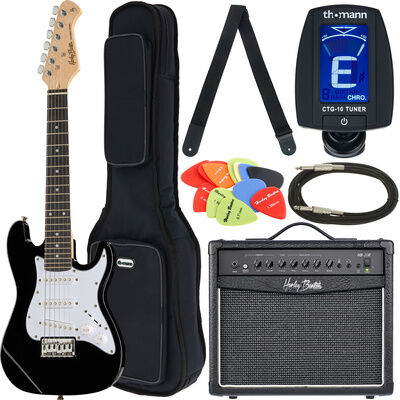 Harley Benton ST-Junior BK Standard Bundle 1 Schwarz Hochglanz