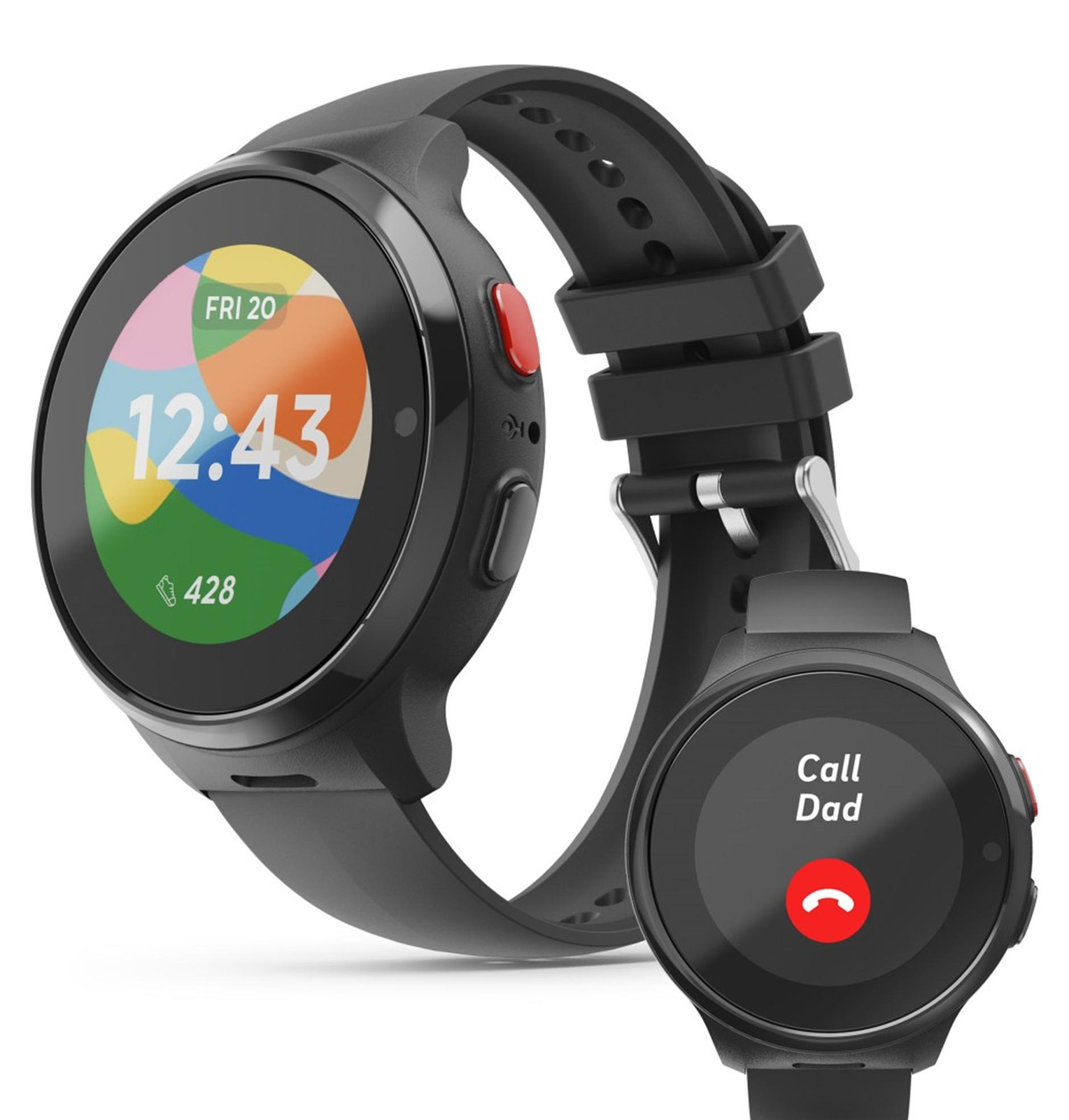 Hama Smartwatch voor kinderen met GPS, SOS-knop en telefoonfunctie, zwart