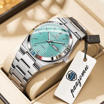 Youfap Market Luxury Men Clock Fashion, Waterproof Chronograph Date Watch, Original Luminous Leather Quartz Watch For Men lake Blue