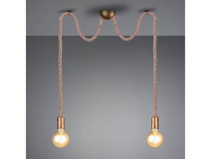 Trio Lighting Hängelampe Rope, dimmbar, bronze / altmessing, für Wohn- / Esszimmer, Metall, Landhaus / Rustikal, Pendelleuchte