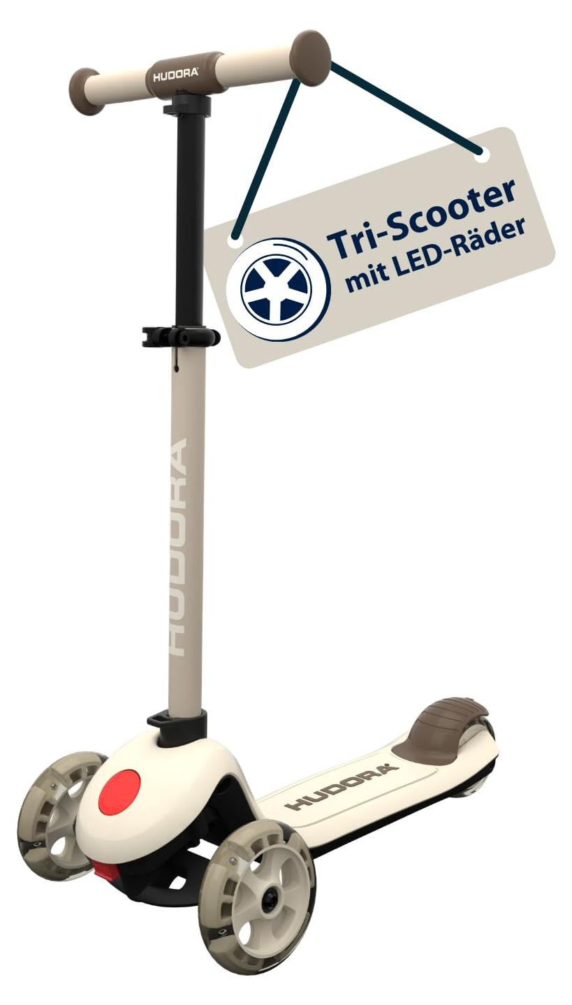 Hudora Tri-Scooter Ivoor met LED-wielen en verstelbare hoogte